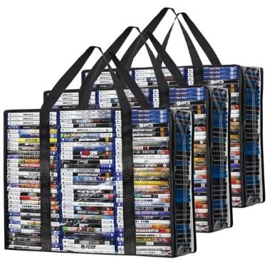 Imagem de PUTNATRUE Sacos de armazenamento Blu Ray, pacote com 3 caixas de armazenamento de plástico transparente para armazenar 270 Blu-rays (90 cada), organizadores de mídia altamente transparentes para