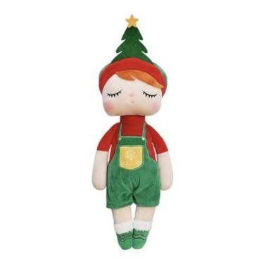 Imagem de Metoo de Pelúcia Natalina, Duende com Macacão Verde e Vermelho, Decoração de Natal, Brinquedo Infantil