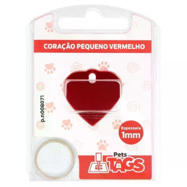 Imagem de Plaquinha de Identificação Personalizada - Coração Vermelho P - Petsta