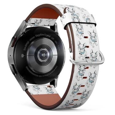 Imagem de MRAKPLGE Pulseira de relógio, estampa de buldogue francês, compatível com Samsung Galaxy Watch 6/6 Classic, Galaxy Watch 5/5 PRO, Galaxy Watch 4 Classic, pulseira de couro vegano de substituição