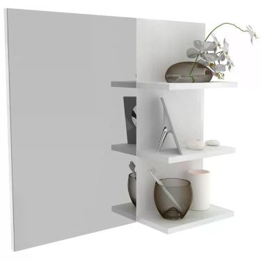 Imagem de Espelheira Para Banheiro 60 Cm 3 Prateleiras Romana Branco