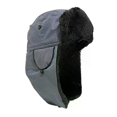 Imagem de Touca Ushanka Cinza Gorro Chaves Russa Aviador Frio Lã Proteção Orelha