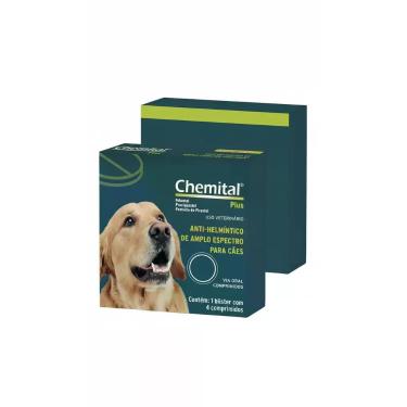 Imagem de Kit 2 Chemital Plus Cães Vermífugo 4 Comprimidos Chemitec - Congratula