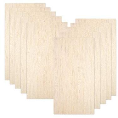 Imagem de Pacote com 10 folhas de madeira Balsa, madeira natural inacabada para casa, aeronaves, barco, placa de madeira, modelo faça você mesmo, projeto de artesanato 100 x 200 x 1,5 mm
