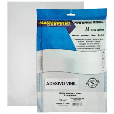 Imagem de Vinil Adesivo Prata Matte Fosco A4 135g Masterprint À Prova D'Água Fil