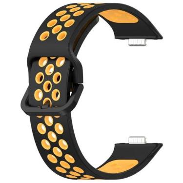 Imagem de XLCZMYL Para Huawei Watch Fit 3/2 Pulseira de silicone esportiva macia para huawei fit pulseira de substituição, preta e amarela, para Huawei Watch Fit3