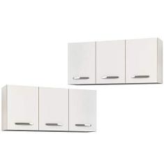Kit 2 Armários Aéreos Honduras 3 Portas 120cm Branco - Lumil Móveis