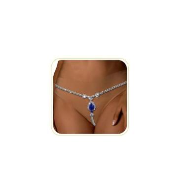 Imagem de Calcinha fio dental com corrente de strass, joia de verão, sexy, corrente de cristal, tanga ajustável, festival, fio dental, Medium, Metal, Liga metálica.