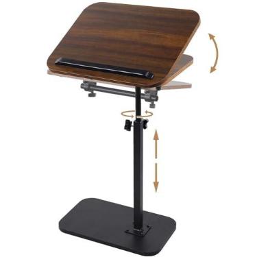 Imagem de Bandeja de braço de sofá, ângulo de mesa ajustável, altura giratória de 360°, suporte de laptop para sofá, reclinável, mesa em forma de C, para cadeira de cama, cadeira ou bandeja de TV, mesa rústica