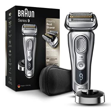 Imagem de Braun Navalha Elétrica Para Homens, Série 9 9330S Shaver De Folha Elétrica, Aparador De Barba De Precisão Pop-Up, Recarregável, Molhado E Shaver De Folha Seca Com Caso De Viagem