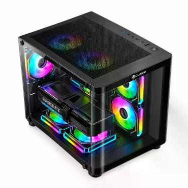 Imagem de Gabinete Gamer Clanm Rodan Mid Tower Vidro Curvo Preto