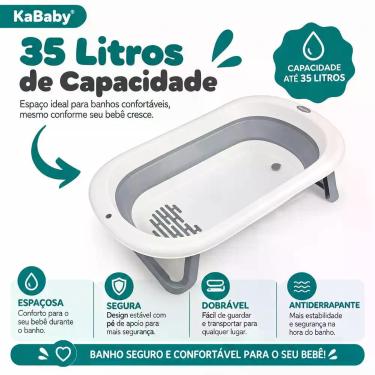 Imagem de Super Banheira Infantil Dobrável 35 Litros com Antiderrapante KaBaby -