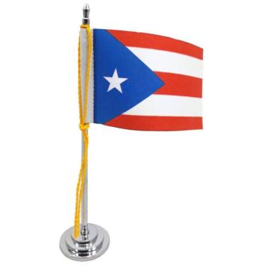 Imagem de Mini Bandeira de Mesa da Porto Rico 15 cm Poliéster - SP Bandeiras 