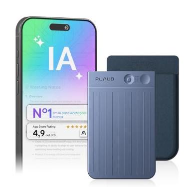 Imagem de Gravador de voz com IA, gravador de áudio Plaud Note c/capa, controle de aplicativo, transcrição e resumo com tecnologia de IA, suporte a 112 idiomas, 64GB, para aulas, reuniões, chamadas