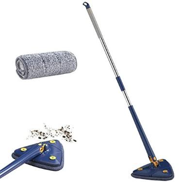 Imagem de Mop de limpeza triangular | Mop de limpeza ajustável giratório de 360 graus,Esfregona de chuveiro seco e úmido para pó de azulejos de parede de piso de janelas de Genérica