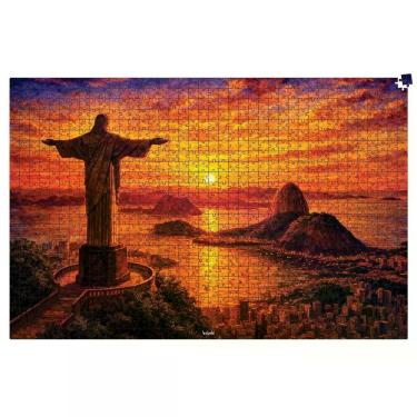 Imagem de Quebra-cabeça 1.000 Peças em Madeira Cristo Rio de Janeiro Corte a Laser Babebi