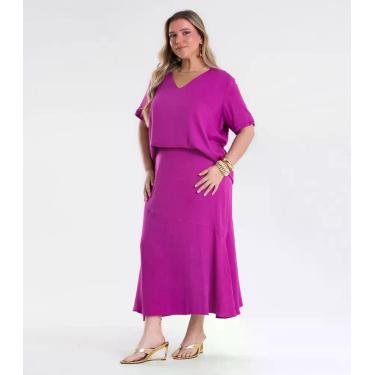 Imagem de Saia Feminina Super Midi Viscose Secret Glam Roxo, Plus G2, Roxo