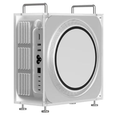 Imagem de GEEKRIA Suporte de chassi, compatível com Apple Mac Studio para M1/M2/M4 Max, M1/M2/M3 Ultra. Suporte de estojo de acrílico para computador, suporte, acessórios de mesa, dissipação de calor otimizada
