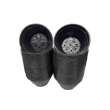 Imagem de 50 Vaso de Planta Cuia 21 Preto resistente para jardim e decoração mudas e plantadores