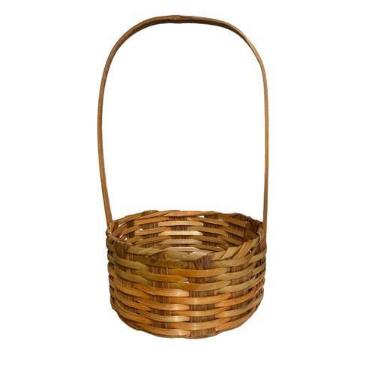 Imagem de Cesta Redonda De Bambu  14 x5cm Decorativo Páscoa festa - Blook