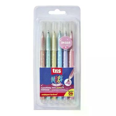 Imagem de Canetinha Hidrográfica Mega Pastel Glitter 603216 6 Cores - Tris