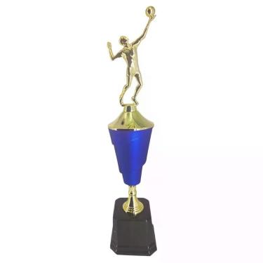 Imagem de Troféu de Vôlei Masculino Vitória Vencedor 502251 em Polímero Metalizado 47cm Dourado e Azul