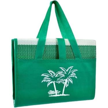 Imagem de Esteira de Praia Dobrável com Alça - Bolsa Impermeável Portátil para Piscina e Praia, Prática e Compacta (Verde)
