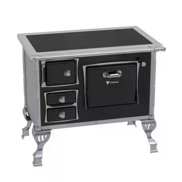 Imagem de Fogão a Lenha 4 Bocas a Lenha Venax Premium GII com Chapa Vitrocerâmica Vidro Inox e Forno Preto