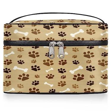Imagem de Bolsa de cosméticos com estampa de pata de cachorro fofo bolsa feminina grande de maquiagem de viagem com estampas de patas de animais bolsa de maquiagem portátil bolsa de maquiagem