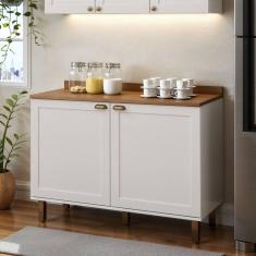 Balcão para Cozinha 2 Portas Provençais sem Tampo Iluminata Branco/Fos