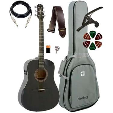 Imagem de Kit Violão Strinberg Elétrico Sd301hcr Half Cutaway Completo