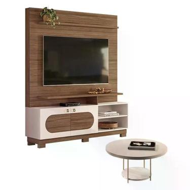 Imagem de Estante Home Theater Axis Castanho Off White com Mesa de Centro Sky Of