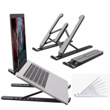 Imagem de Suporte de Notebook Ergonômico Base Ajustável Dobrável Tablet (Preto)
