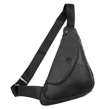 Imagem de Vidlea Bolsa tiracolo básica de couro preto tiracolo mochila de ombro (preta)