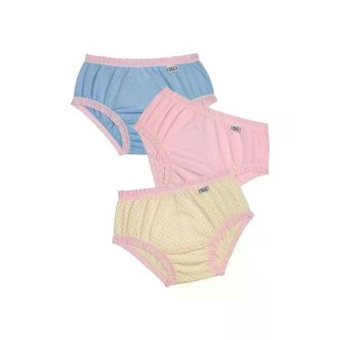 Imagem de Kit/3 Calcinha DelRio 50829 Baby Frufru Estampadas Algodão T. 0/3 4/6 