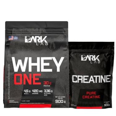 Imagem de Kit Whey Protein One Refil 900g + Creatina Pura 500g Dark Lab, Morango