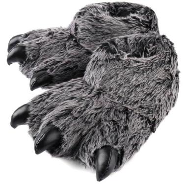 Imagem de ULTRAIDEAS Pantufas De Pata De Animal Para Mulheres E Homens, Pantufas Engraçadas De Garra Para Adultos E Crianças, Sapatos Fofos De Fantasia Unissex (Pata De Urso Preto, Tamanho 13-14 Feminino, Tam