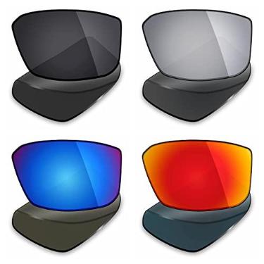 Imagem de Mryok 4 pares de lentes polarizadas de substituição para óculos de sol Spy Optic Mccoy - Stealth Preto/Prata Titânio/Vermelho Fogo/Azul gelo
