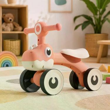 Imagem de Balance Bike Dino Infantil com Luz e 4 Rodas Até 25kg - Rosa - UNITOYS