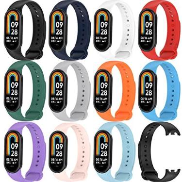 Imagem de PINHEN Pacote com 11 pulseiras de substituição compatíveis com Xiaomi Smart Band 8/9/10, pulseira esportiva ajustável de silicone macio para relógio inteligente Xiaomi Mi Band 9 Traker
