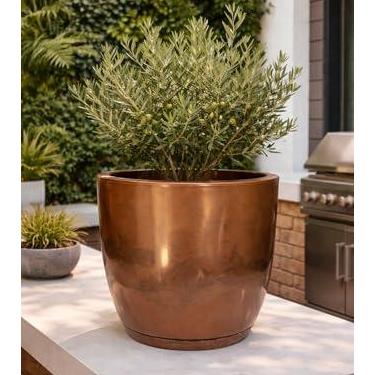 Imagem de Vaso Grande Cone Liso Polietileno Planta Luxo Jardim Varanda (Marrom Cacau)