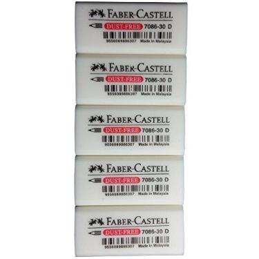 Imagem de Faber-Castell Borracha de lápis, extramacia, livre de poeira, apagamento limpo, excelente, mínimo esfarelamento, pacote com 5 (4 x 1,9 x 1,2 cm)