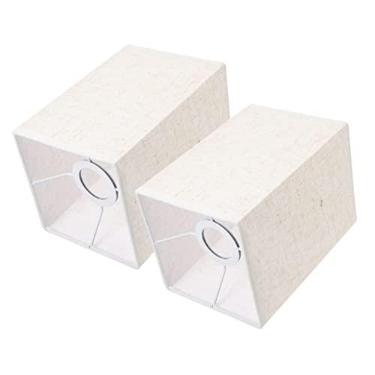 Imagem de Veemoon 2 Unidades Abajur De Linho Claro Castiçais Brancos Abajur Natural Decoração Campestre Abajures Para Luminárias De Chão Capa De Luz Pendente Lustre Retângulo Escritório Aranha
