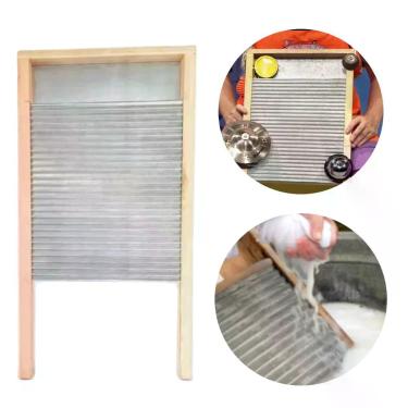 Imagem de Kit 3 Esfregadeira Tabua Lavar Roupas em Zinco Retrô Vintage Washboard