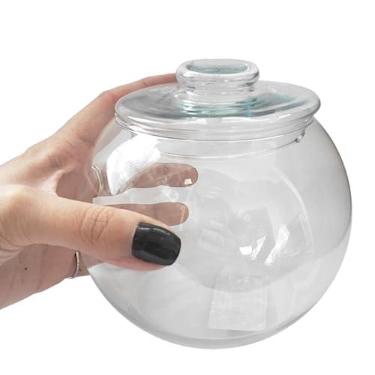 Imagem de Mini Vaso Terrário Ø11x12cm Compoteira 600ml C/tampa Vidro Decoração