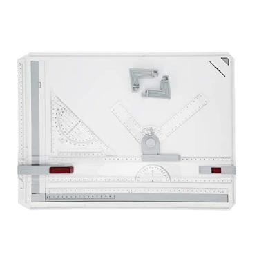 Imagem de Mesa de desenho, mesa de desenho A3, tábua de desenho portátil A3, conjunto de ferramentas de desenho multifuncional, conjunto de esboços gráficos técnicos arquitetônicos com réguas paralelas e
