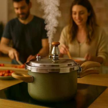 Imagem de Panela Pressao Cabo Madeira Cozimento Feijao Carne Preparo Refeicao Fa