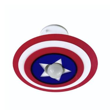 Imagem de Shin Tech Luminária Lustre Infantil Capitão América Herói - Chandelier LED Branco Vermelho, Branco, Azul - Plafon - Montado no Teto - Quarto Criança - Moderno com Estilo Heroico