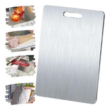Imagem de Tabua Corte aço inox Para Cozinha Taboa Churrasco Carne 29 X 20 Lisa -