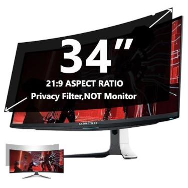 Imagem de ACONETMAX Filtro de tela de privacidade de 34 polegadas 21:9 para monitor curvo Ultrawide | Removível | Escudo de privacidade de computador | antirreflexo | Protetor de filtro de luz azul